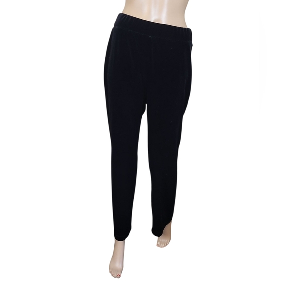 Susan Graver Black Pull On Stretch Velvet Wide Leg Pants - Picture 1 of 5